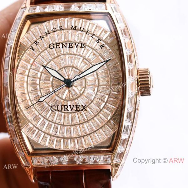 Swiss Copy Franck Muller Geneve Cintree Curvex Iced Out Watch TWF V2 version Rose Gold Swiss Copy Franck Muller Geneve Cintree Curvex Iced Out Watch TWF V2 version Rose Gold