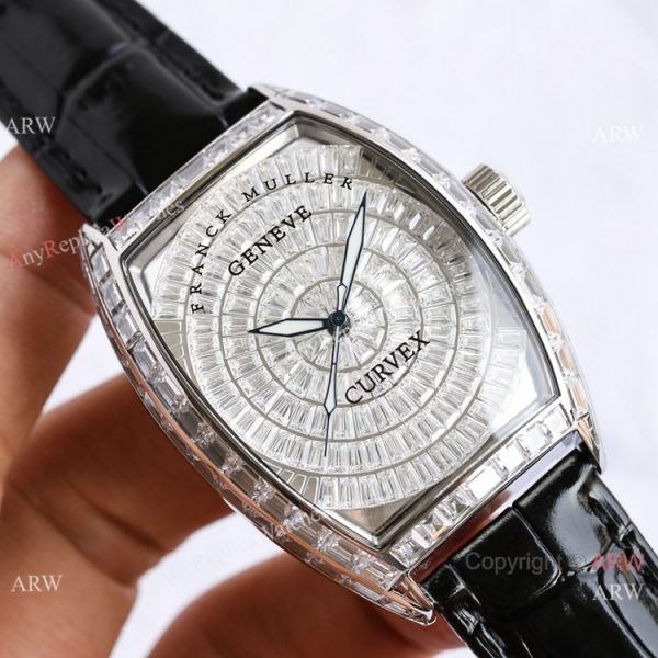 Swiss Copy Franck Muller Geneve Cintree Curvex Iced Out Silver Watch TWF V2 version Swiss Copy Franck Muller Geneve Cintree Curvex Iced Out Silver Watch TWF V2 version