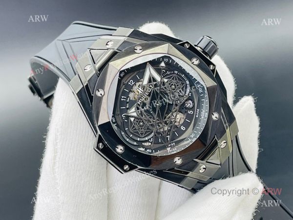 HB Factory New Hublot Big Bang Sang Bleu All Black Replica Watches 45mm HB Factory New Hublot Big Bang Sang Bleu All Black Replica Watches 45mm