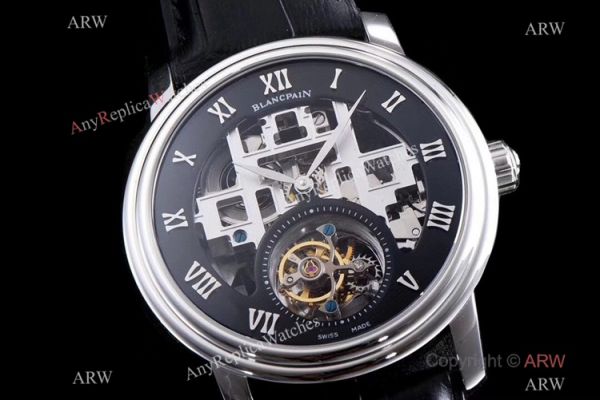 Super Clone Blancpain Fantasy Swiss Tourbillon Watch 43mm Black Leather Strap Super Clone Blancpain Fantasy Swiss Tourbillon Watch 43mm Black Leather Strap
