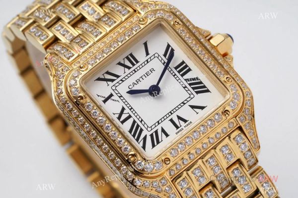 AC Factory Swiss Copy Panthere De Cartier Watch 27mm Yellow Gold Diamond AC Factory Swiss Copy Panthere De Cartier Watch 27mm Yellow Gold Diamond