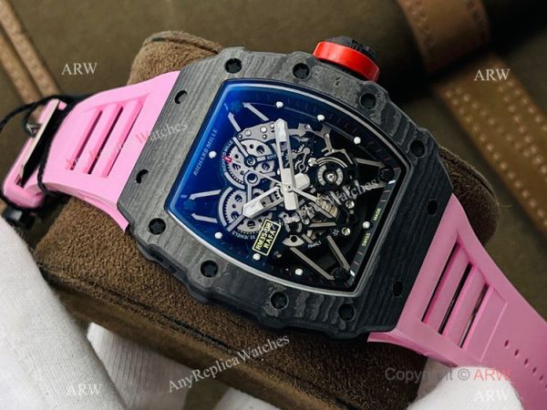 RM Factory Swiss Richard Mille RM 35-02 Rafael Nadal Watch Carbon NTPT Case Pink Rubber Strap RM Factory Swiss Richard Mille RM 35-02 Rafael Nadal Watch Carbon NTPT Case Pink Rubber Strap