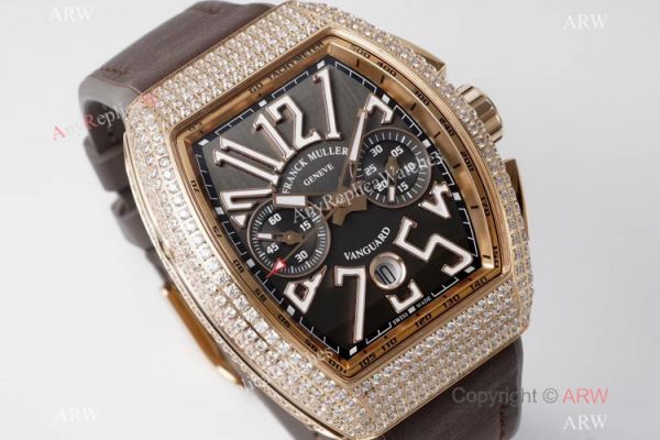Swiss Grade One Copy Franck Muller Vanguard Yachting V45 Seagull 7750 Watch Diamond Case Brown Dial Swiss Grade One Copy Franck Muller Vanguard Yachting V45 Seagull 7750 Watch Diamond Case Brown Dial