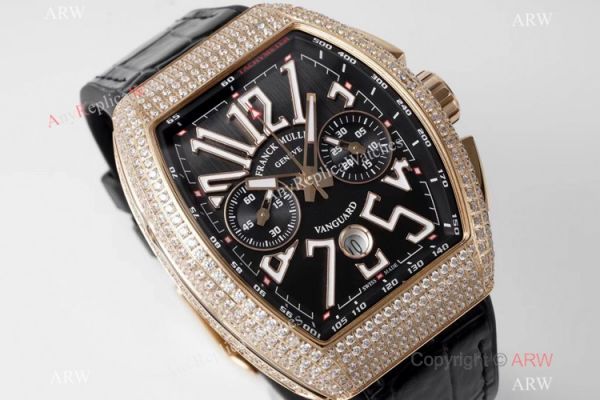 Swiss Grade One Copy Franck Muller Vanguard Yachting V45 Seagull 7750 Watch Rose Gold Diamond Case Swiss Grade One Copy Franck Muller Vanguard Yachting V45 Seagull 7750 Watch Rose Gold Diamond Case