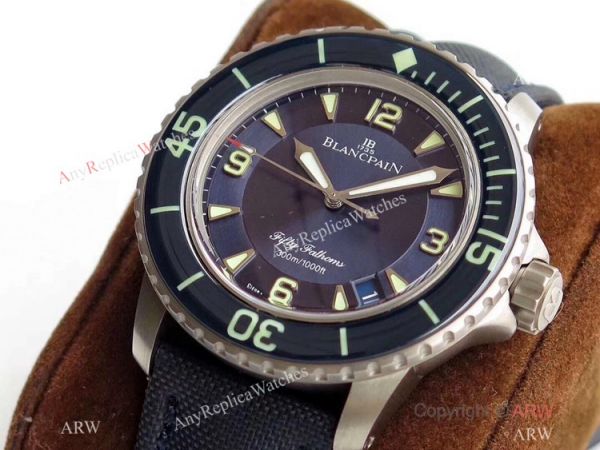 ZF Factory Swiss Replica Blancpain Fifty Fathoms Watch Blue Dial Leather Strap ZF Factory Swiss Replica Blancpain Fifty Fathoms Watch Blue Dial Leather Strap