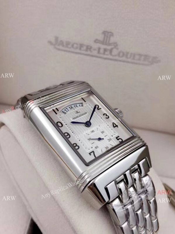 Clone Jaeger LeCoultre Grande Reverso Duo Stainless Steel White Watch with Date Clone Jaeger LeCoultre Grande Reverso Duo Stainless Steel White Watch with Date