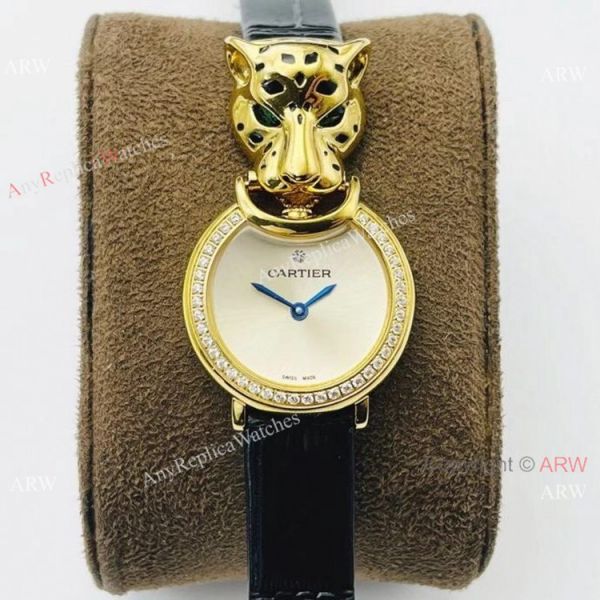 New! Copy Cartier Panthere Gold Diamond Lady Watches Swiss Quartz New! Copy Cartier Panthere Gold Diamond Lady Watches Swiss Quartz