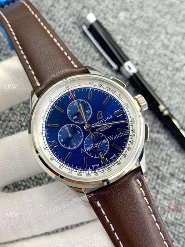 Knockoff Breitling Premier Chronograph Watches Silver Dial Brown Leather Strap Knockoff Breitling Premier Chronograph Watches Silver Dial Brown Leather Strap