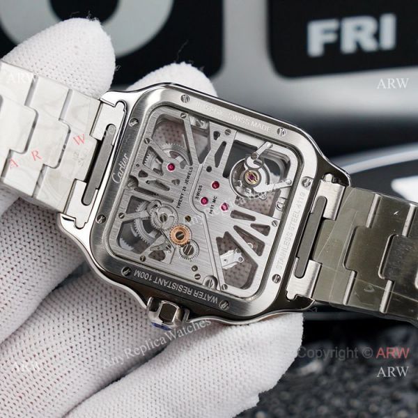 (TW ) Best Skeleton Cartier Santos Stainless Steel Watch For Men High End Replica (TW ) Best Skeleton Cartier Santos Stainless Steel Watch For Men High End Replica