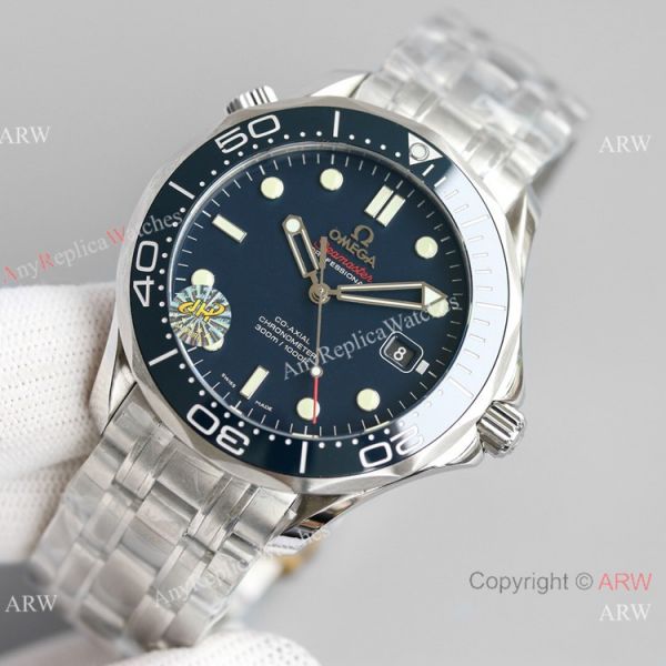 JH Factory Omega Seamaster James Bond Seagull 2824 Watch Replica Dark Blue Dial 42mm JH Factory Omega Seamaster James Bond Seagull 2824 Watch Replica Dark Blue Dial 42mm