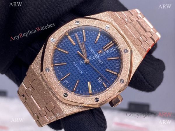 JF Factory Swiss Audemars Piguet 15410 Frosted Gold Blue Dial Watch 37mm Lady JF Factory Swiss Audemars Piguet 15410 Frosted Gold Blue Dial Watch 37mm Lady