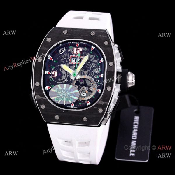 White Rubber Band Richard Mille 62-01 Tourbillon Vibrating Alarm ACJ Replica Watch White Rubber Band Richard Mille 62-01 Tourbillon Vibrating Alarm ACJ Replica Watch