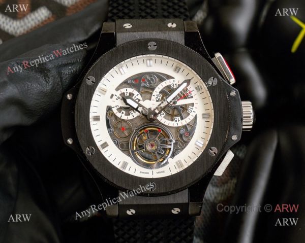 2021 Copy Hublot Big Bang Tourbillon 45mm Watches Rose Gold White Face 2021 Copy Hublot Big Bang Tourbillon 45mm Watches Rose Gold White Face