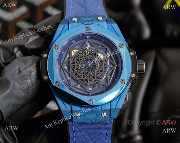 New Replica Hublot Big Bang Sang Bleu Watches Iced Out Blue Dial New Replica Hublot Big Bang Sang Bleu Watches Iced Out Blue Dial