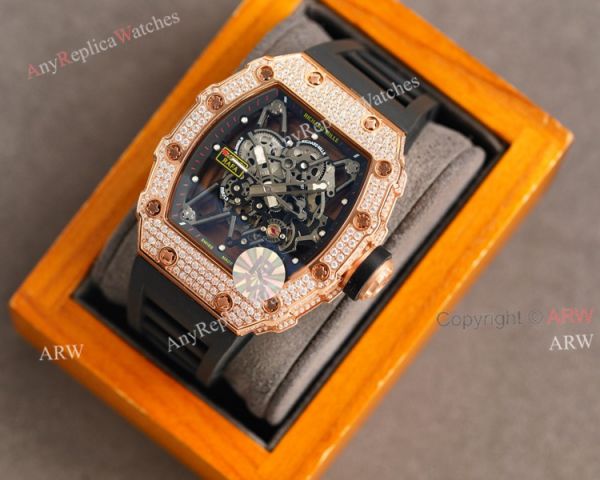 (RM Factory) Rose Gold Richard Mille RM35-01 Replica Watch With Diamonds (RM Factory) Rose Gold Richard Mille RM35-01 Replica Watch With Diamonds