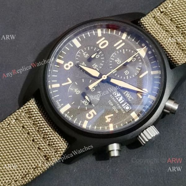 New Clone IWC Pilots Quartz Green fabric Leather Strap Watch New Clone IWC Pilots Quartz Green fabric Leather Strap Watch