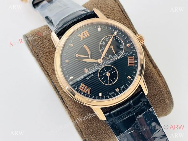 Swiss Grade 1 Clone Vacheron Constantin Patrimony Power reserve TWS Cal.1420 Rose Gold Black Watch Swiss Grade 1 Clone Vacheron Constantin Patrimony Power reserve TWS Cal.1420 Rose Gold Black Watch