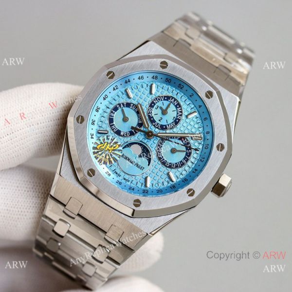 JH Factory Swiss Copy Audemars Piguet Royal Oak Perpetual Calendar 26574PT Watch Glacier blue Dial JH Factory Swiss Copy Audemars Piguet Royal Oak Perpetual Calendar 26574PT Watch Glacier blue Dial