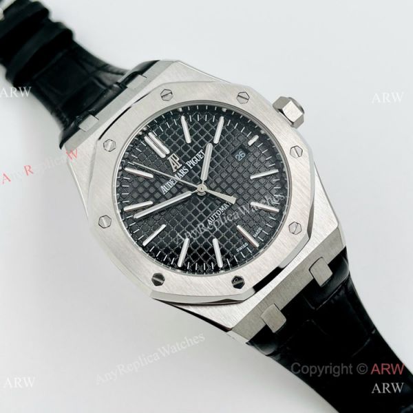 Best Quality Audemars Piguet Royal Oak Autoamtic Watch Black Leather Strap Best Quality Audemars Piguet Royal Oak Autoamtic Watch Black Leather Strap