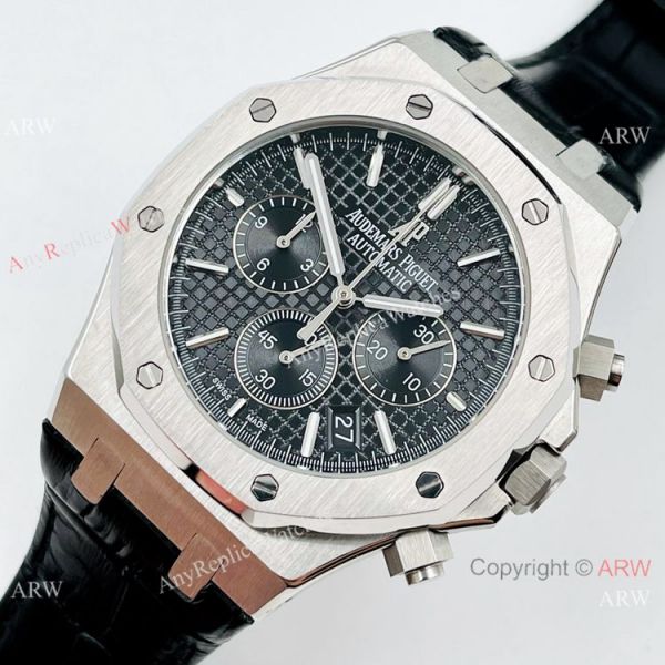 Best Copy Audemars Piguet Chronograph Royal Oak Watch Black Leather Strap Best Copy Audemars Piguet Chronograph Royal Oak Watch Black Leather Strap