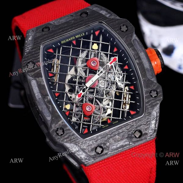 Best New Richard Mille RM 27-04 Tourbillon Rafael Nadal Tennis Court Watch Red Fabric Strap Best New Richard Mille RM 27-04 Tourbillon Rafael Nadal Tennis Court Watch Red Fabric Strap