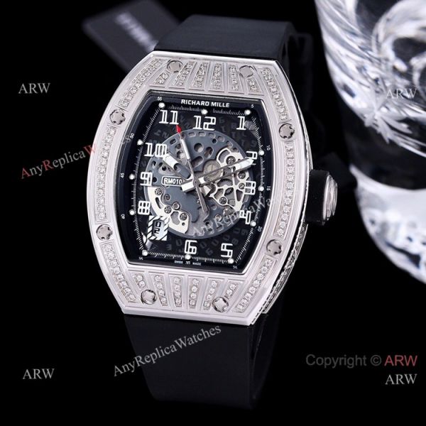 High End Replica Richard Mille Rm010 Diamonds Watch Red Rubber Band High End Replica Richard Mille Rm010 Diamonds Watch Red Rubber Band
