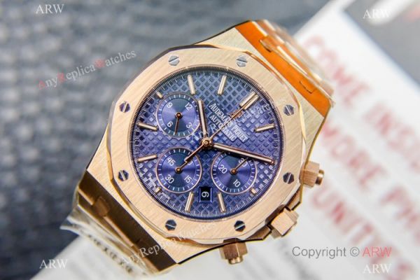 Grade 1A Replica Audemars Piguet Royal Oak Chronograph Watch ETA7750 All Rose Gold Blue Dial Grade 1A Replica Audemars Piguet Royal Oak Chronograph Watch ETA7750 All Rose Gold Blue Dial