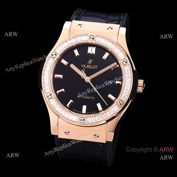 Copy Hublot Classic Fusion Rose Gold Diamond Watch Citizen 8215 Movement Copy Hublot Classic Fusion Rose Gold Diamond Watch Citizen 8215 Movement