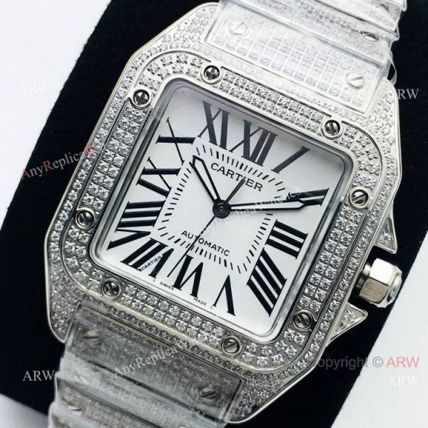 Best Copy Iced Out Cartier Santos Watch Automatic Cartier Santos 100 Diamond Watch Best Copy Iced Out Cartier Santos Watch Automatic Cartier Santos 100 Diamond Watch