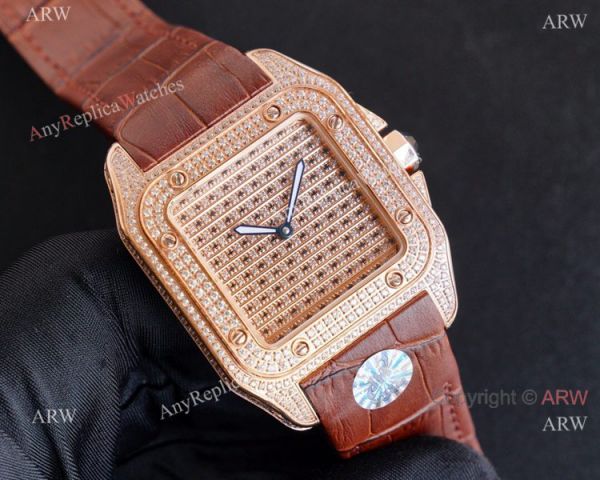 Best Cartier Santos Fully Iced Out Rose Gold Cartier Santos 100 Diamond Watch Replica Best Cartier Santos Fully Iced Out Rose Gold Cartier Santos 100 Diamond Watch Replica