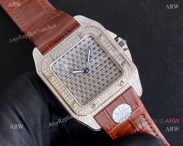 High Quality Fake Cartier Santos Iced Out Replica Watches For Men High Quality Fake Cartier Santos Iced Out Replica Watches For Men