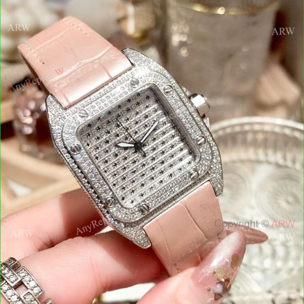 36mm Ladies Cartier Santos 100th Anniversary Full Diamonds Watch Swiss Replica 36mm Ladies Cartier Santos 100th Anniversary Full Diamonds Watch Swiss Replica