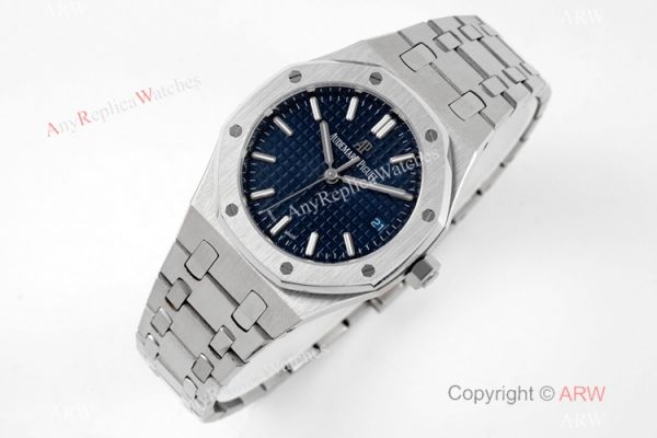 2021 New Swiss Copy Audemars Piguet Royal Oak 34mm SS Blue Textured Dial Watch Cal.5800 Movement 2021 New Swiss Copy Audemars Piguet Royal Oak 34mm SS Blue Textured Dial Watch Cal.5800 Movement