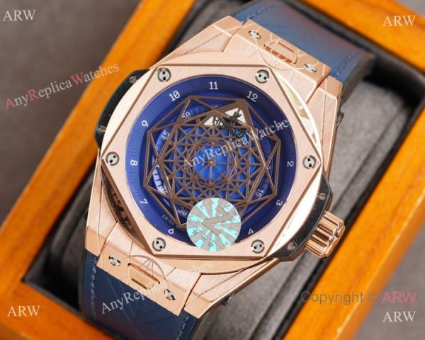 Z Factory Swiss Quality Hublot Big Bang Sang Bleu Blue Rose Gold Watch 45mm Z Factory Swiss Quality Hublot Big Bang Sang Bleu Blue Rose Gold Watch 45mm