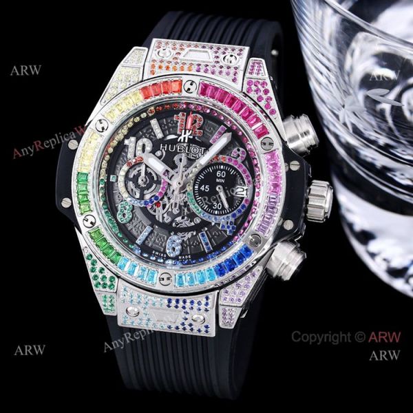 Quartz Hublot Big Bang Unico Rainbow 45mm Diamond Watch High Copy For Men Quartz Hublot Big Bang Unico Rainbow 45mm Diamond Watch High Copy For Men