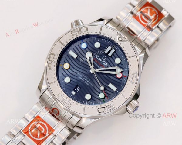 New Omega Seamaster Diver 300m Blue Wave Dial Omega 8800 Movement Beijing 2022 Special Edition Swiss Replica Watch New Omega Seamaster Diver 300m Blue Wave Dial Omega 8800 Movement Beijing 2022 Special Edition Swiss Replica Watch