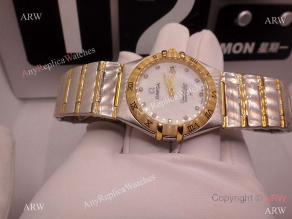 Copy Omega Constellation Two Tone White MOP Dial Watch Men Copy Omega Constellation Two Tone White MOP Dial Watch Men
