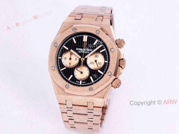 New Audemars Piguet Frosted Gold Royal Oak Rose Gold Watch 41mm Silver Dial with Stop Function High Copy New Audemars Piguet Frosted Gold Royal Oak Rose Gold Watch 41mm Silver Dial with Stop Function High Copy