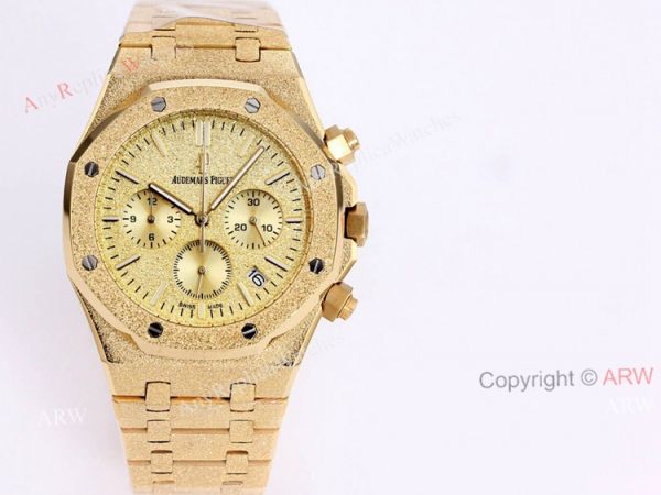 New Audemars Piguet Royal Oak Quartz Copy Watch Best AP Frosted Gold Watch 41mm New Audemars Piguet Royal Oak Quartz Copy Watch Best AP Frosted Gold Watch 41mm