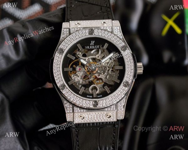 Copy Hublot Classic Fusion Iced Out Watches Hollow Dial Copy Hublot Classic Fusion Iced Out Watches Hollow Dial