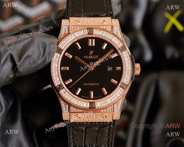 Clone Hublot Iced Out Classic Fusion Watches Rose Gold Automatic Clone Hublot Iced Out Classic Fusion Watches Rose Gold Automatic