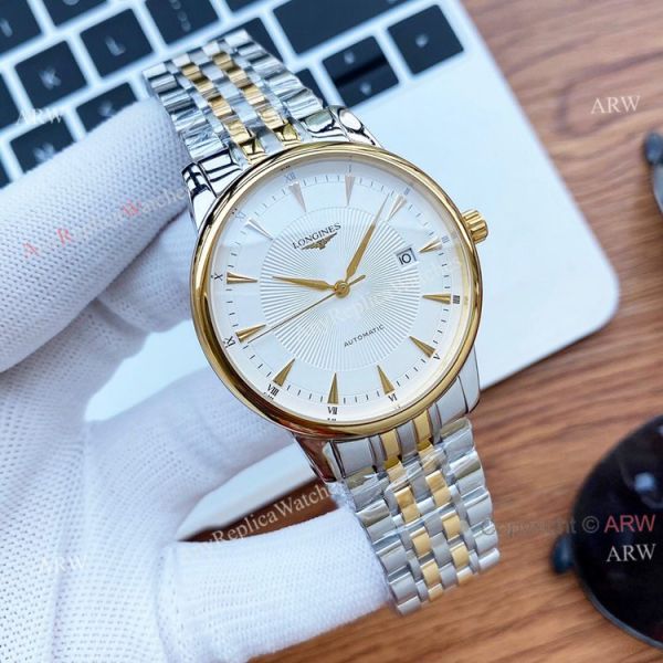 Black Face Longines Watch For Men Size 40mm Automatic Two Tone Replica Black Face Longines Watch For Men Size 40mm Automatic Two Tone Replica