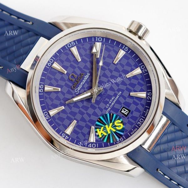 New Omega Aqua Terra 150m Blue Dial With Blue Rubber Band Swiss Replica Watch 41 New Omega Aqua Terra 150m Blue Dial With Blue Rubber Band Swiss Replica Watch 41
