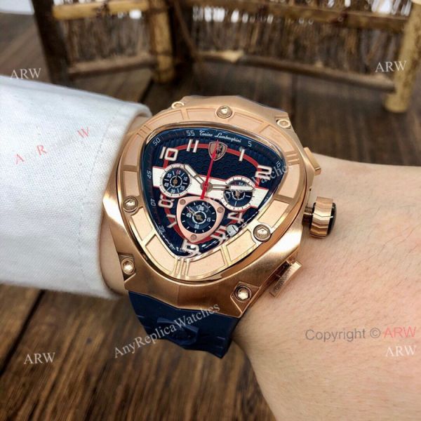 Quartz Tonino Lamborghini 124bbr Spyder 47mm Rose Gold Blue Rubber Band Knockoff Watch Quartz Tonino Lamborghini 124bbr Spyder 47mm Rose Gold Blue Rubber Band Knockoff Watch