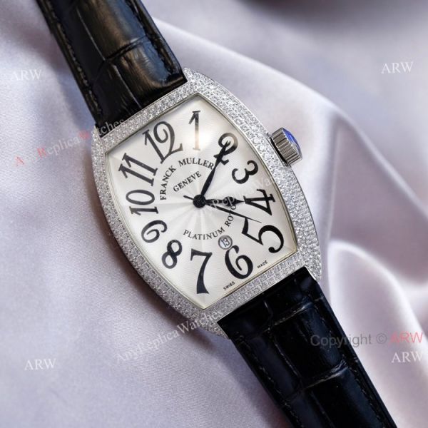 Swiss Quality Best Copy Franck Muller Cintr?e Curvex Diamond Watch White Face Black Leather Strap Swiss Quality Best Copy Franck Muller Cintr?e Curvex Diamond Watch White Face Black Leather Strap