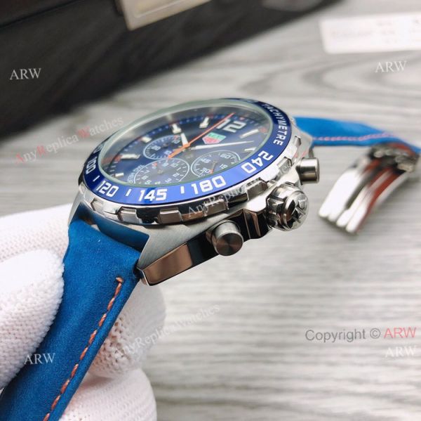 Replica Tag Heuer Formula 1 Blue Dial Chronograph Men Watch 43mm With Blue Leather Strap Replica Tag Heuer Formula 1 Blue Dial Chronograph Men Watch 43mm With Blue Leather Strap