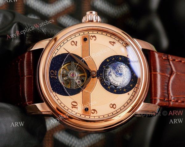 Automatic Montblanc Tourbillon Geosphere Rose Gold Replica Watch Brown Leather Strap For Men Automatic Montblanc Tourbillon Geosphere Rose Gold Replica Watch Brown Leather Strap For Men