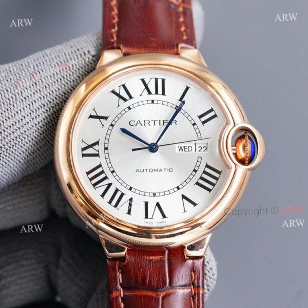 New Brown Face Cartier Ballon Bleu 42mm Replica Watch Brown Leather Strap New Brown Face Cartier Ballon Bleu 42mm Replica Watch Brown Leather Strap