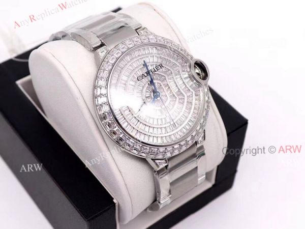 Iced Out Cartier Ballon Bleu 42mm Watch Stainless Steel Replica Watch Iced Out Cartier Ballon Bleu 42mm Watch Stainless Steel Replica Watch