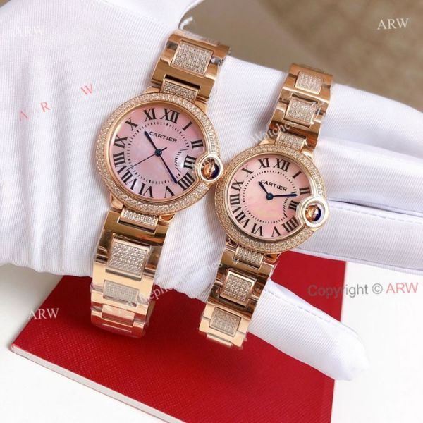 High End Replica Rose Gold Cartier Ballon Bleu Ladies Watch With Diamonds High End Replica Rose Gold Cartier Ballon Bleu Ladies Watch With Diamonds